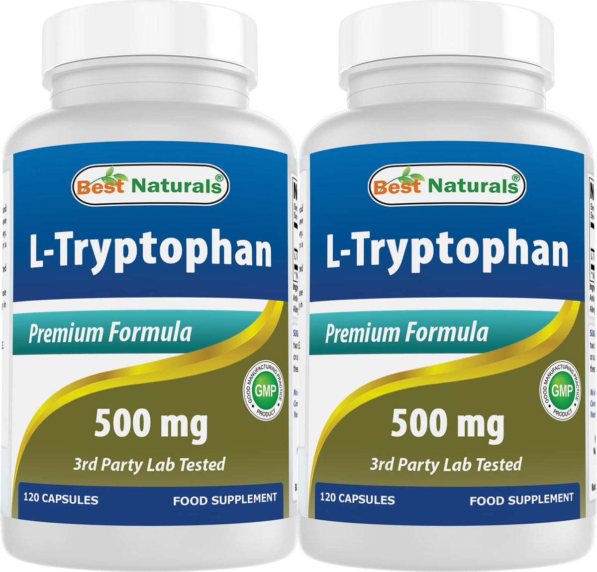 Best Naturals L-Tryptophan 500mg bottle – supports daily calm and focus.