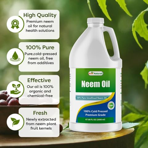 Best Naturals Neem Oil label closeup — pure, unrefined quality from India for premium use.