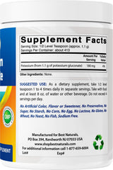 Gluten-free and non-GMO icons with potassium gluconate label