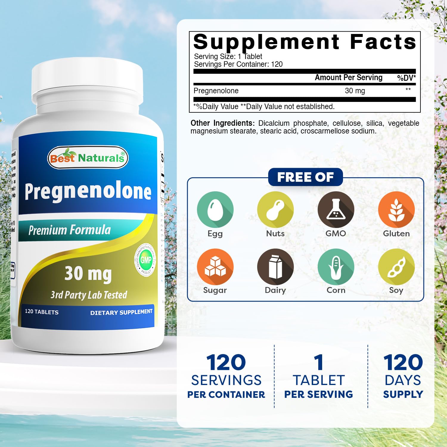 Best Naturals Pregnenolone bottle front showing label and branding