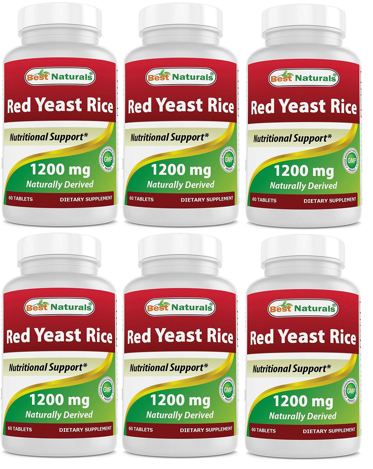 Best Naturals Red Yeast Rice bottle front showing 60 tablets per bottle for daily use