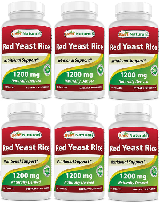 Best Naturals Red Yeast Rice bottle front showing 60 tablets per bottle for daily use