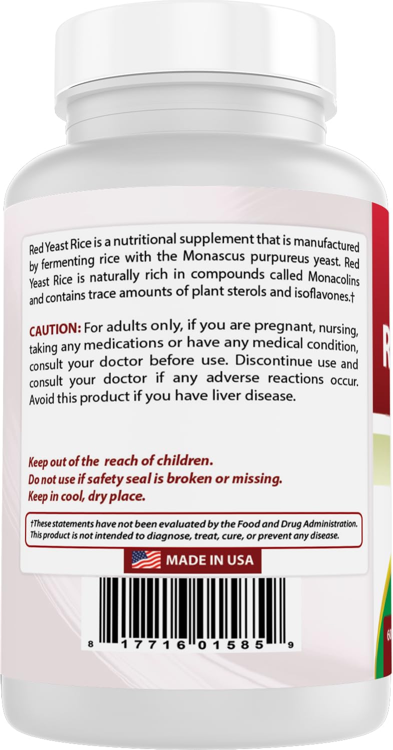 Best Naturals Red Yeast Rice label with quality and ingredient verification