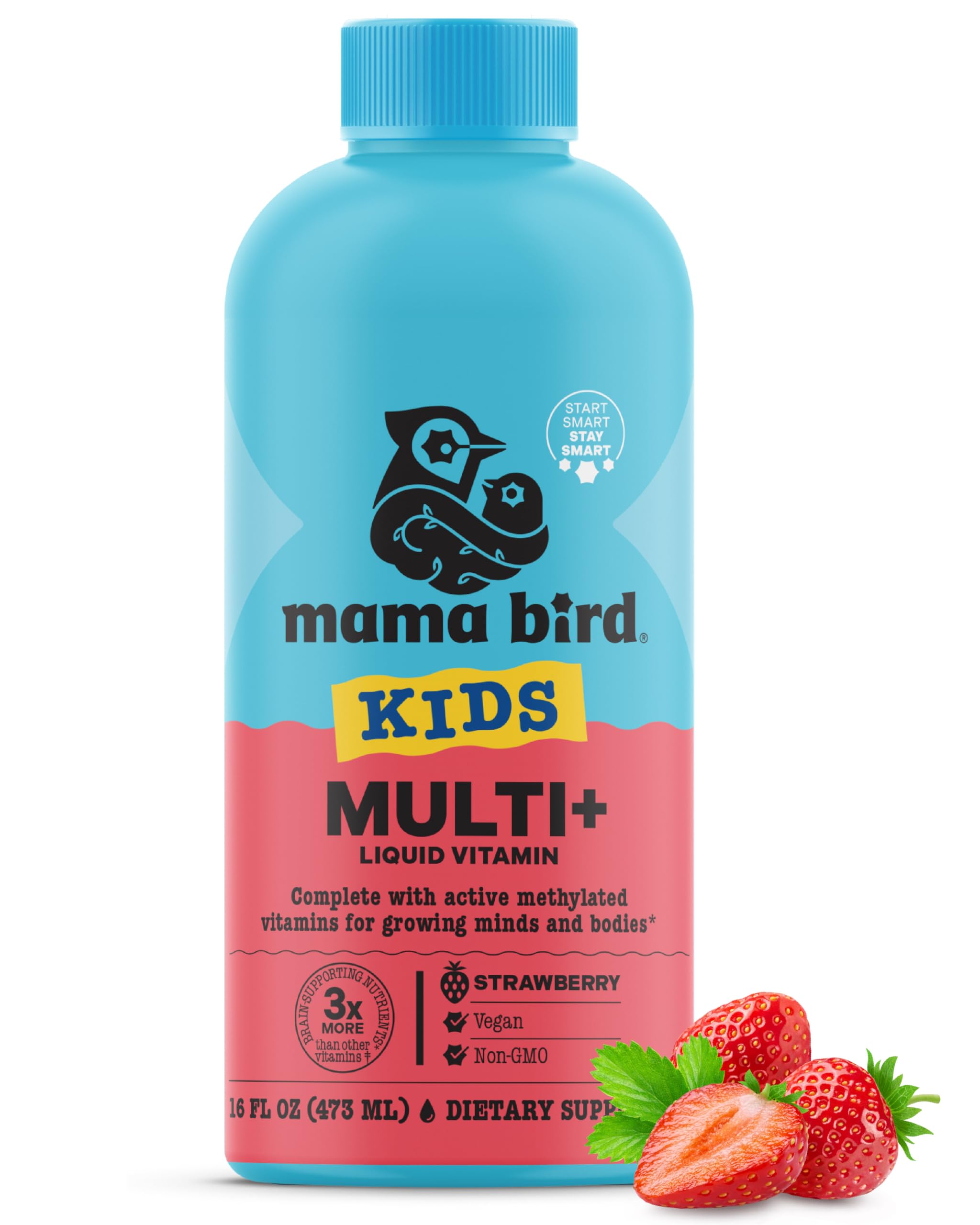 Best Nest Wellness Mama Bird bottle front for daily kids vitamins