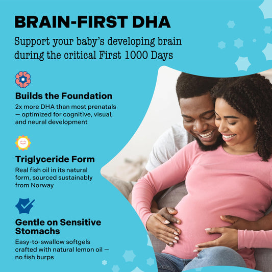 Closeup of Best Nest Wellness Mama Bird DHA label highlighting omega-3 content