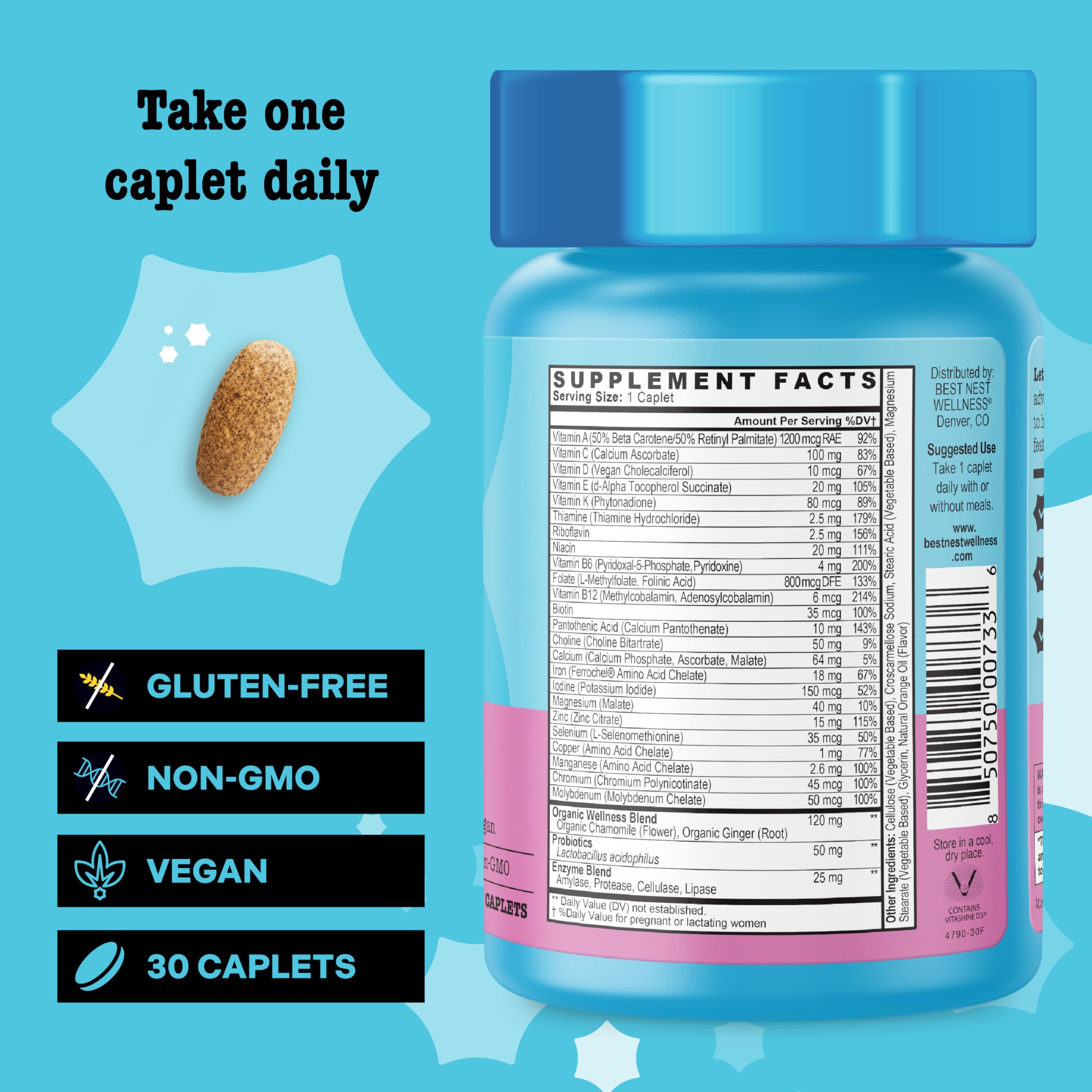 Mama Bird caplets with organic herbs for gentle daily nourishment