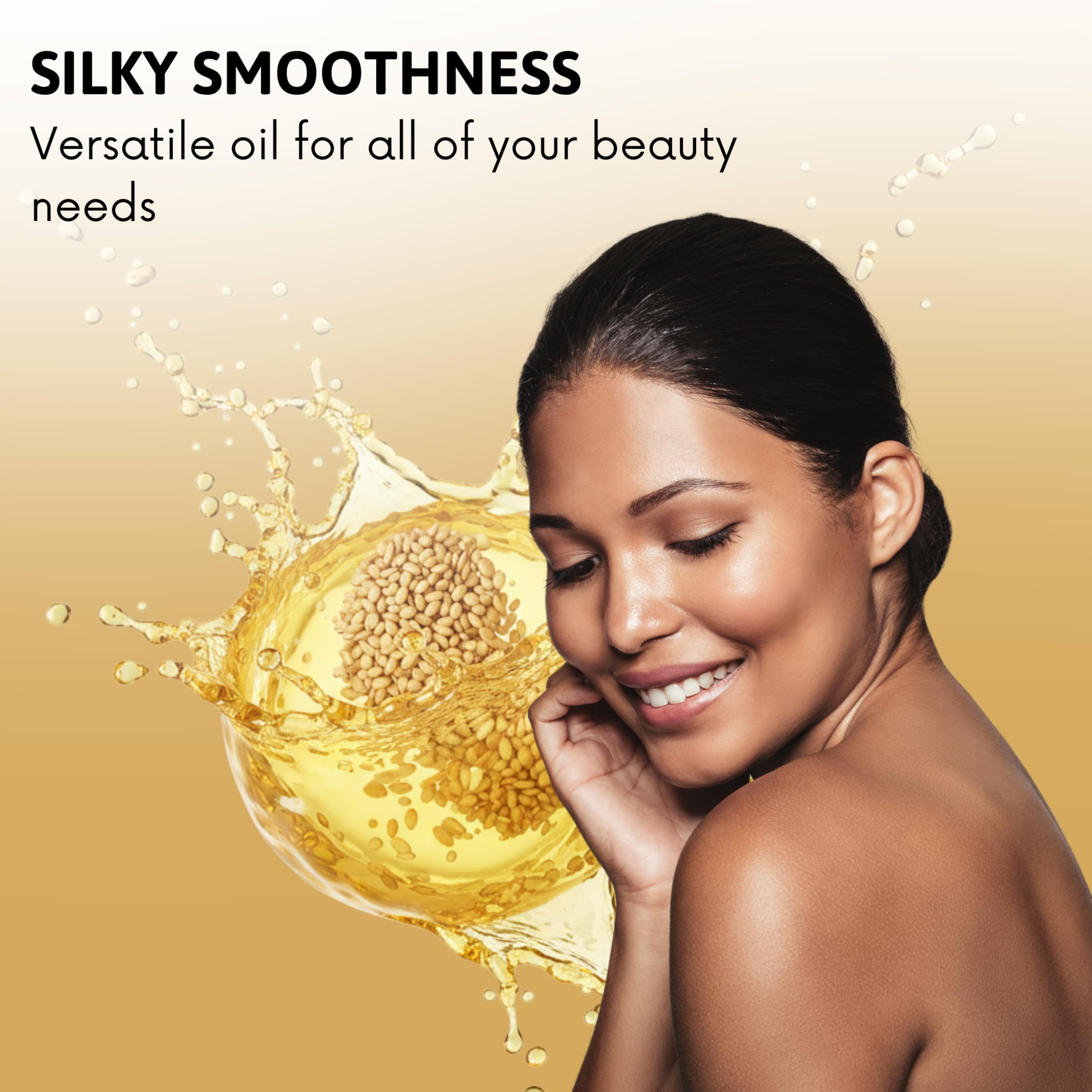 Best of Nature sesame oil hands applying for skin nourishment.