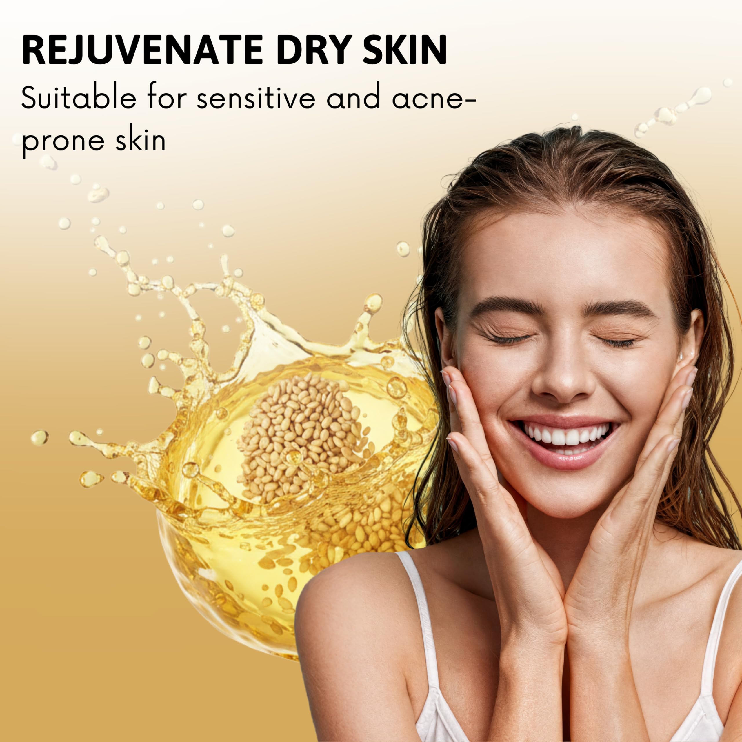 Best of Nature sesame oil texture closeup reveals rich hydrating feel.