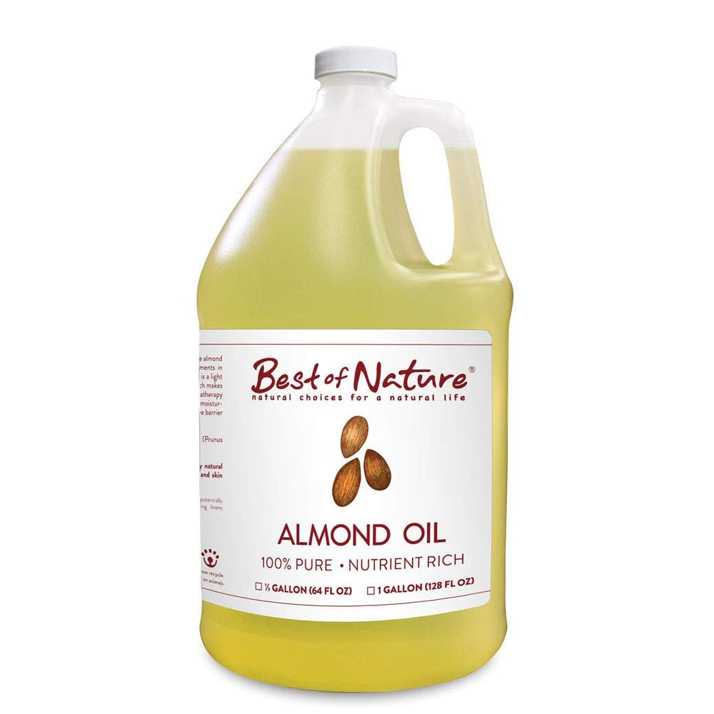 Best of Nature almond oil bottle pour for easy skin hydration.