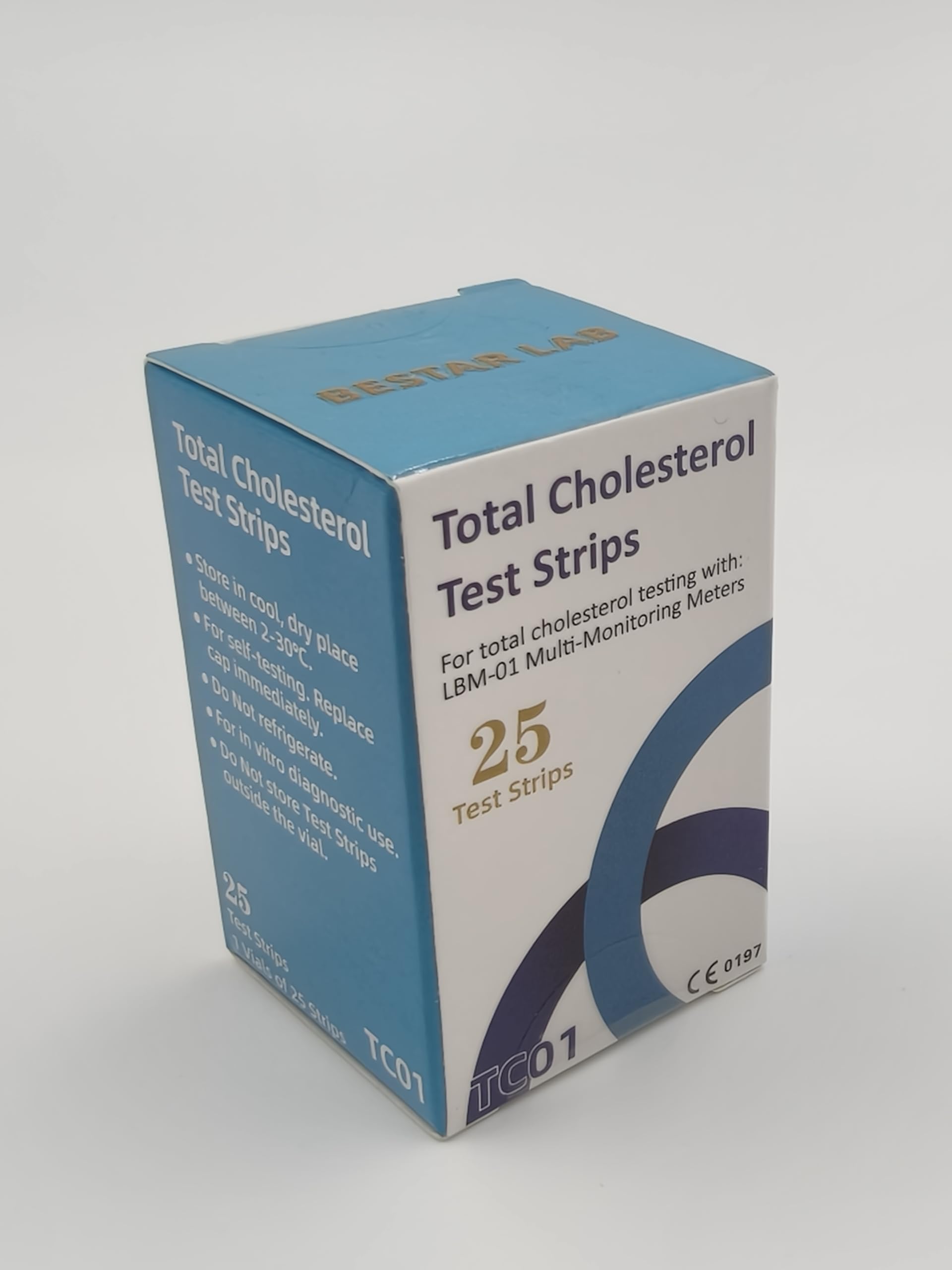BESTAR LAB 25 cholesterol test strips for simple at-home readings with the 2-in-1 meter