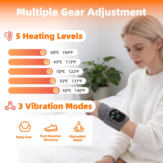 BESTING wrist massager side view demonstrates compact cordless design for travel.