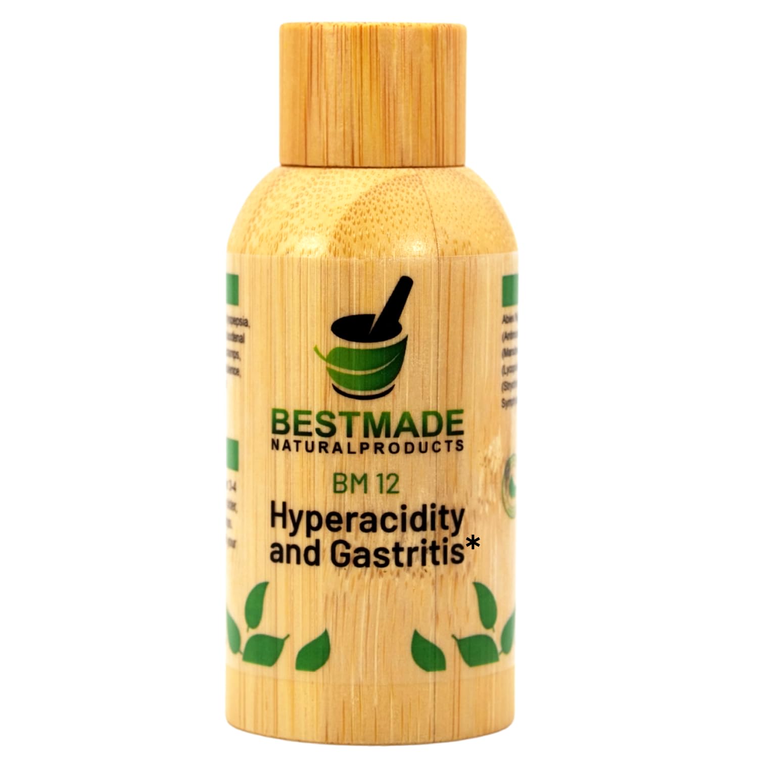 Bestmade BM12 drops bottle close-up for gentle digestive relief.