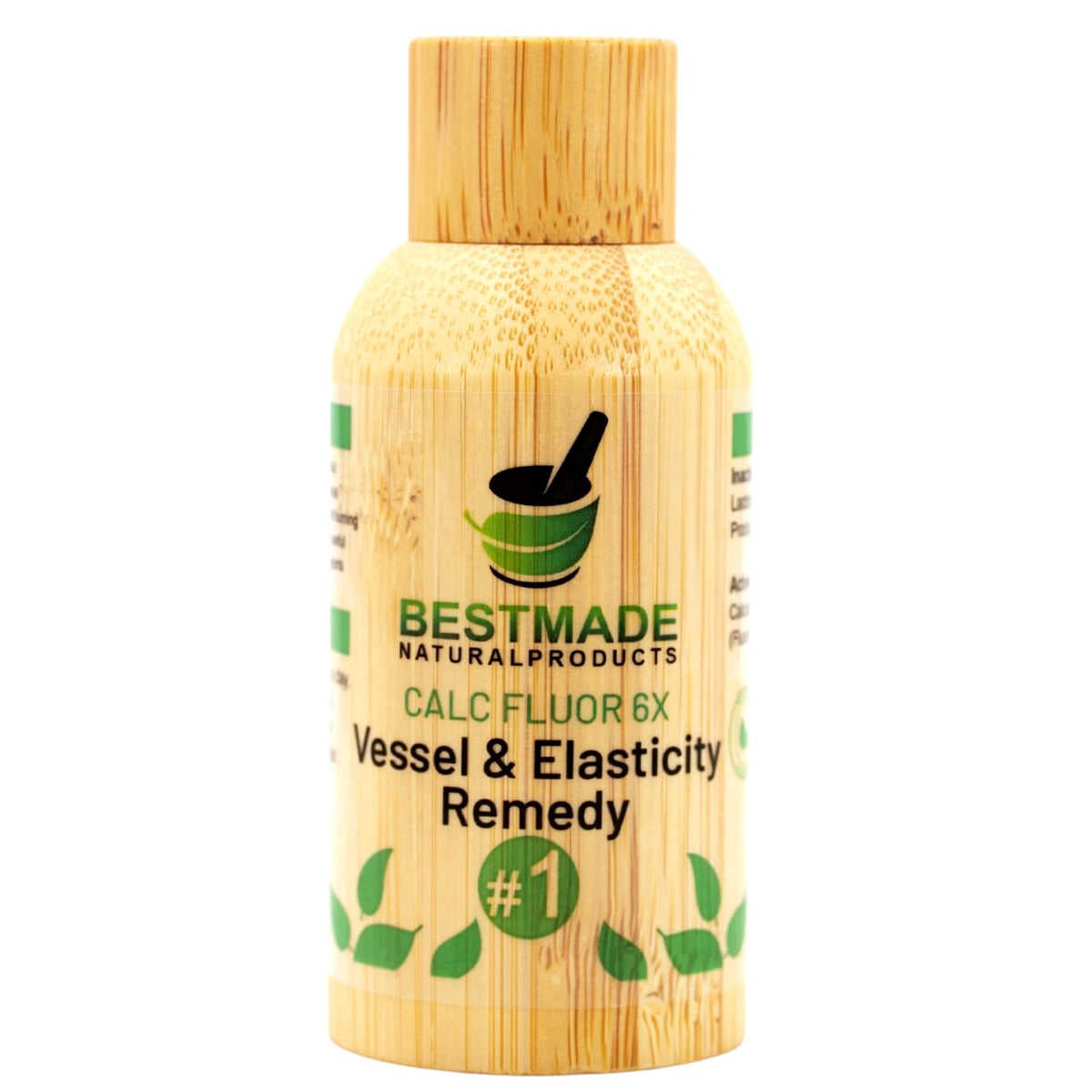 BestMade Calc Fluor 6X bottle close-up, hinting at skin elasticity support.
