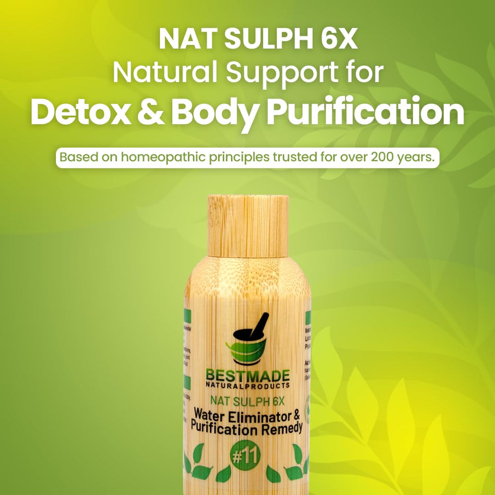 Bestmade NAT Sulph 6X bottle on table shows easy daily use