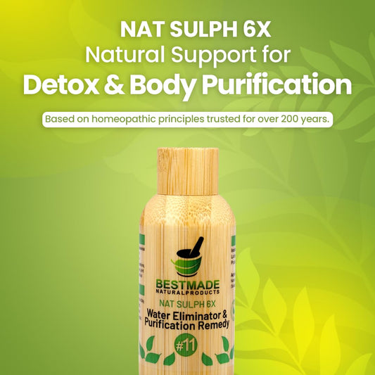 Bestmade NAT Sulph 6X bottle on table shows easy daily use