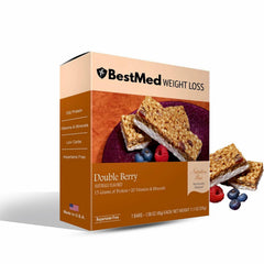 BestMed Double Berry bar pack shot showing convenient meal replacement for busy days
