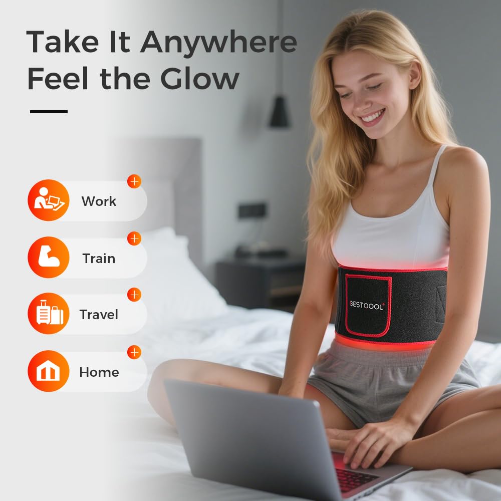 BestQool hands-free red light therapy belt for work or relaxation