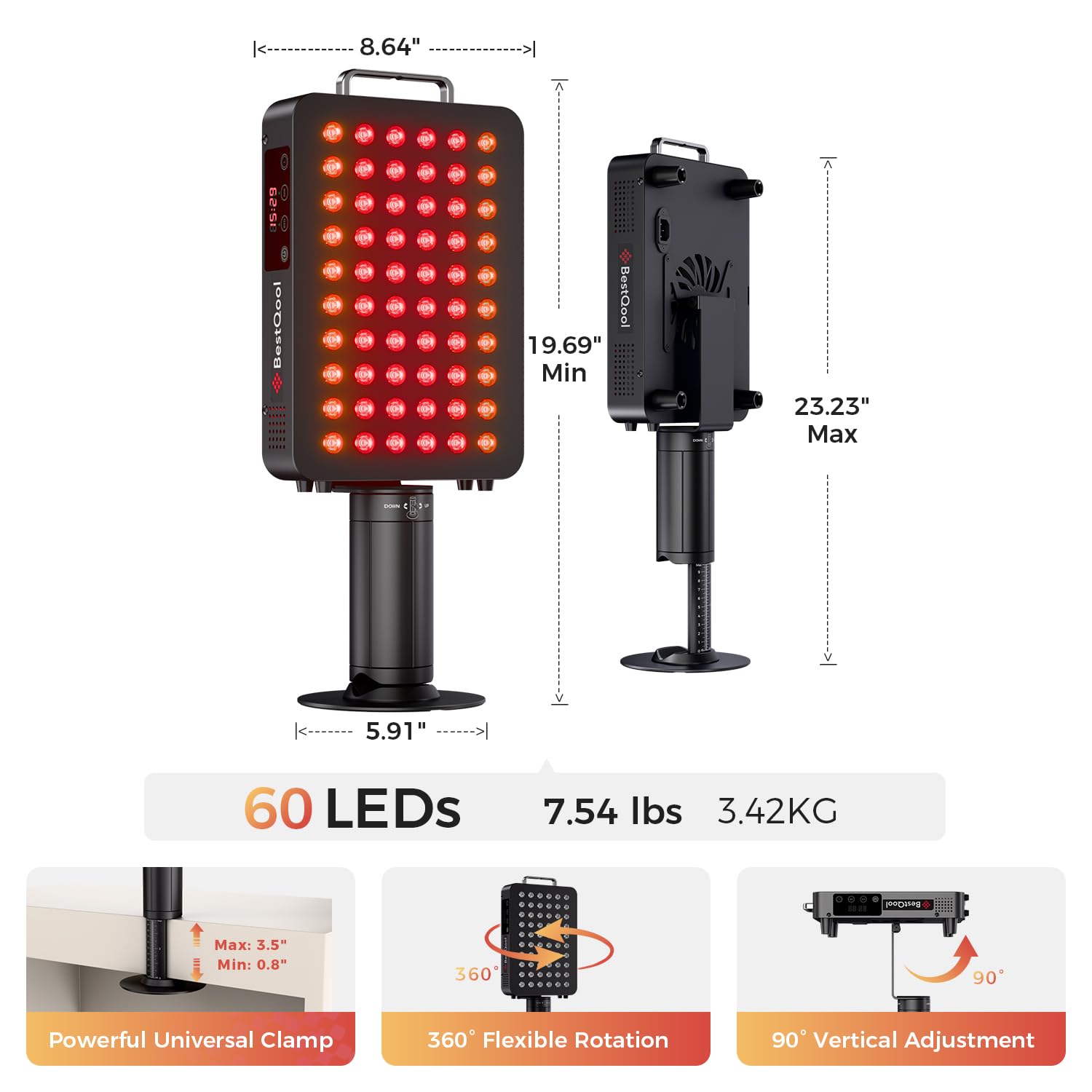 BestQool red light panel 940nm wavelength for deep tissue engagement