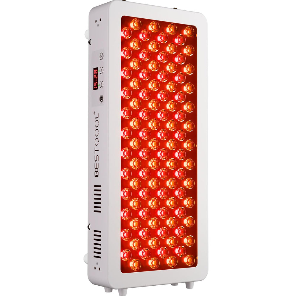 BestQool Pro100 face illumination for soothing red light sessions.