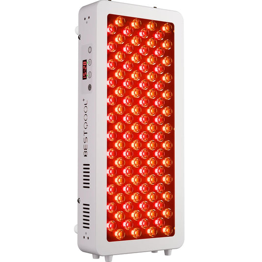 BestQool Pro100 face illumination for soothing red light sessions.