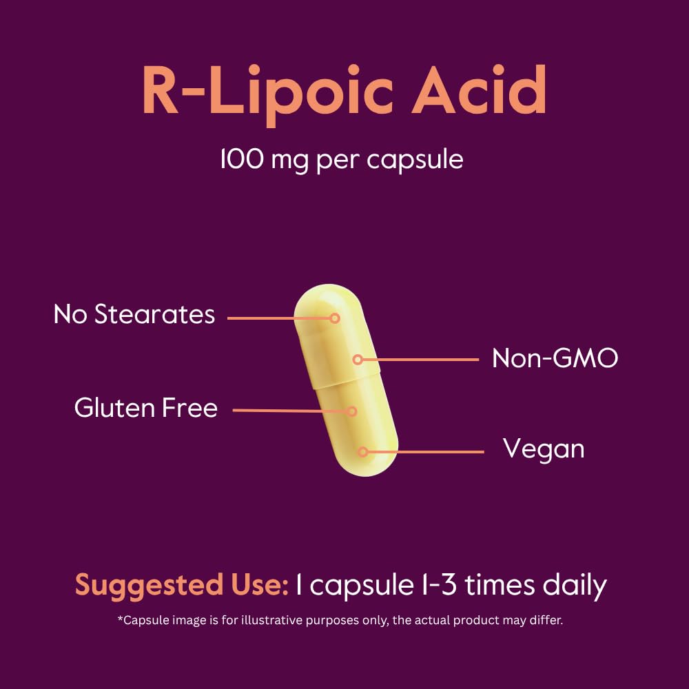 BESTVITE 100mg R-Lipoic Acid pure formula highlights clean ingredients.