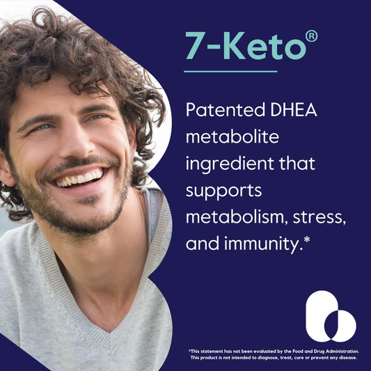 Close-up of BESTVITE 7-Keto capsules showing vegan, non-GMO formula
