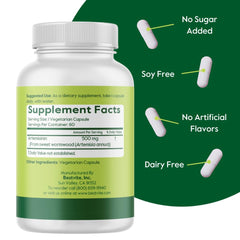 Bestvite Artemisinin 500mg label with vegan and gluten-free notes.
