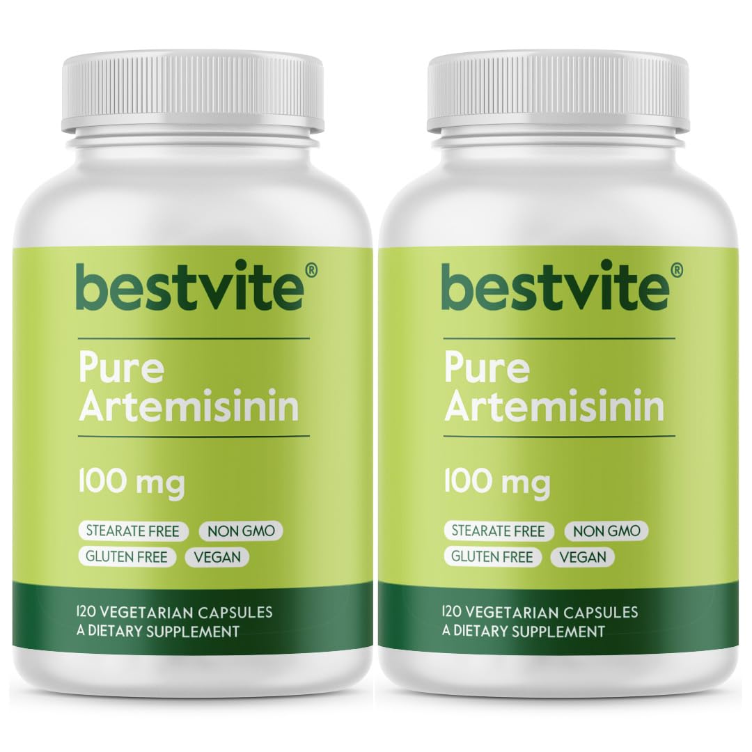 BESTVITE Artemisinin bottle label shows pure vegan capsule for everyday immune support.