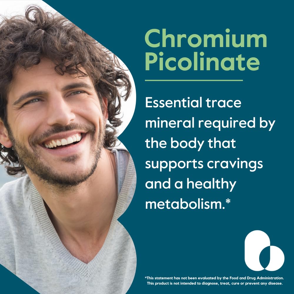Close-up of Bestvite Chromium Picolinate capsules, highlighting vegan and gluten-free formula.