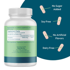 Bestvite Chromium Picolinate ingredients label showing 1000mcg per capsule.