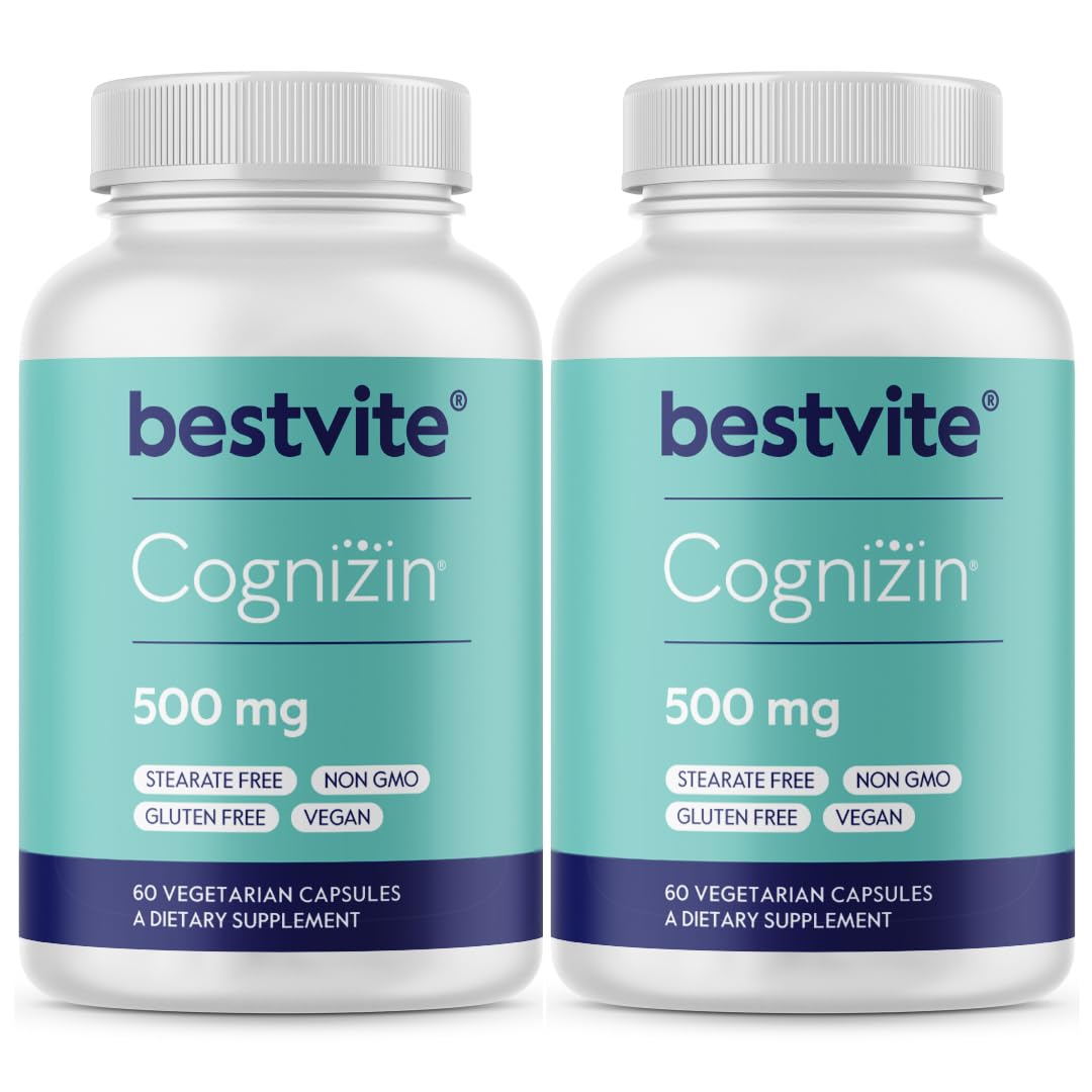 BESTVITE Cognizin 500mg bottle highlighting convenient vegetarian capsules for daily focus.