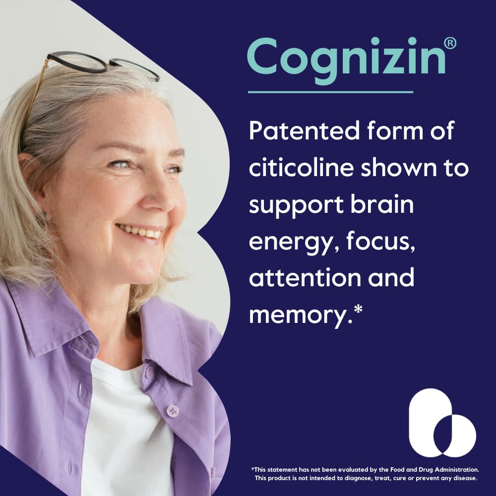 Bestvite Cognizin 500mg capsules close-up showcasing vegan, gluten-free brain support.