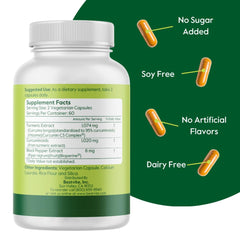 Bestvite Curcumin label close up shows C3 Complex and Bioperine for absorption