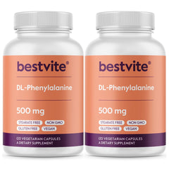 Bestvite DL-Phenylalanine bottle front showing 500 mg capsules for daily support