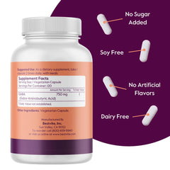 Bestvite GABA label highlights vegan, gluten-free, non-GMO features.