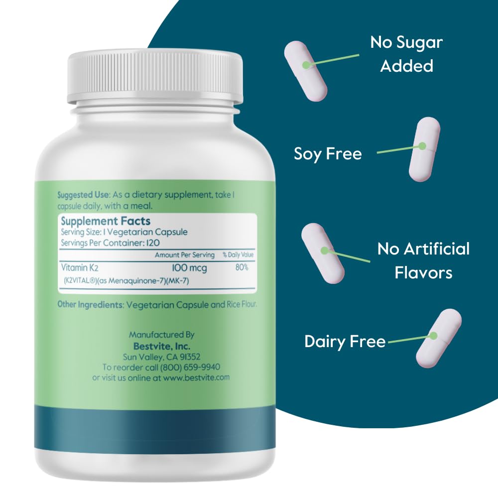 BESTVITE K2VITAL patented MK-7 formulation on packaging.