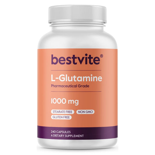 BESTVITE L-Glutamine 1000mg capsules bottle for immune support.