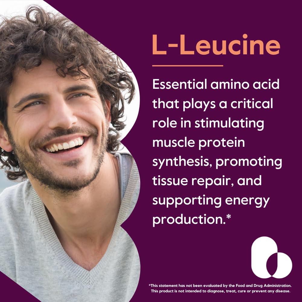 Bestvite leucine bottle label highlights vegan, non-GMO formula for purity.