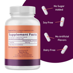 Close-up of Bestvite leucine capsules for easy daily use.