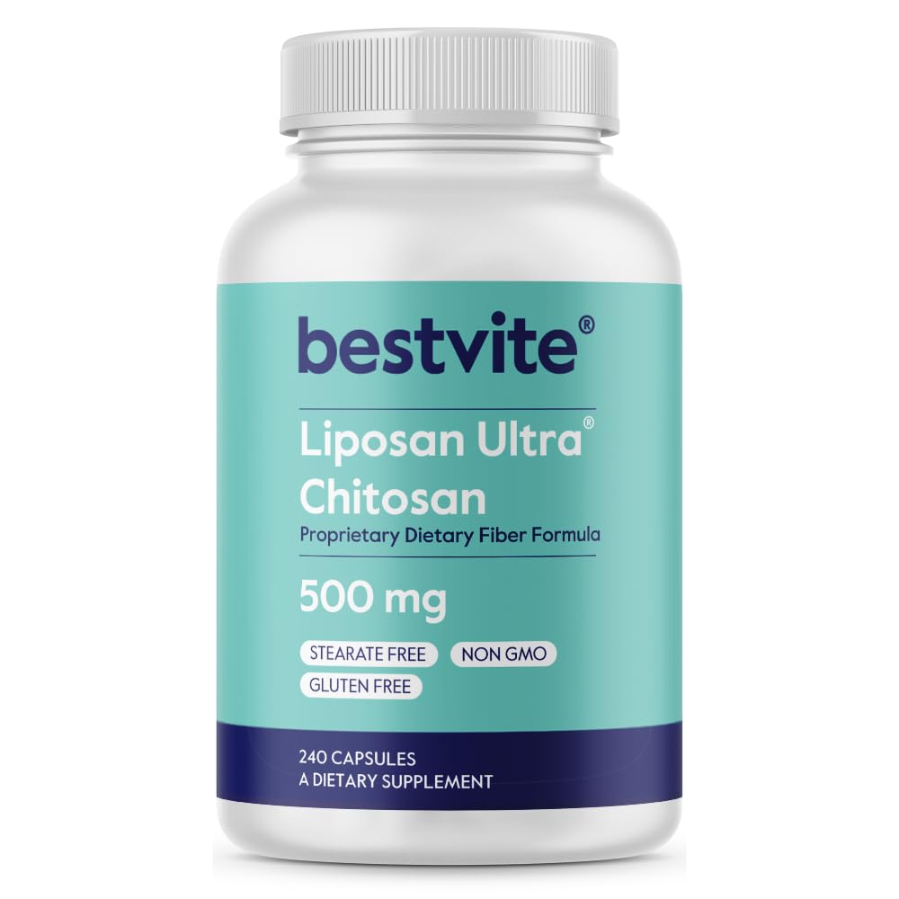 Bestvite Liposan Ultra Chitosan bottle ready for mealtime fat binding.
