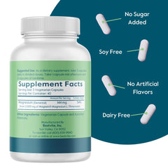 Bestvite Magtein bottle label highlights vegan, non-GMO formula.