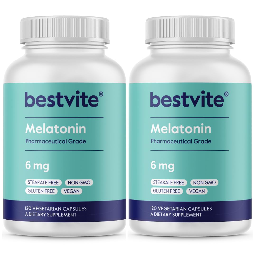 BESTVITE Melatonin 6mg bottle pour, promoting a peaceful night routine