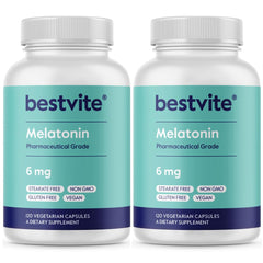 BESTVITE Melatonin 6mg bottle pour, promoting a peaceful night routine