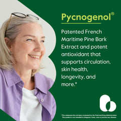 BESTVITE Pycnogenol label close-up showing gluten free and non-GMO status