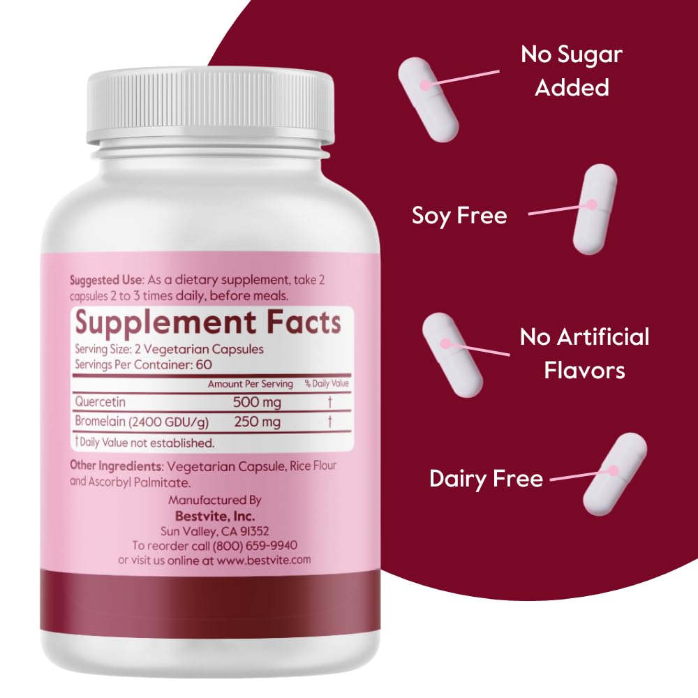 Label detail shows vegan and gluten-free attributes on BESTVITE bottle.