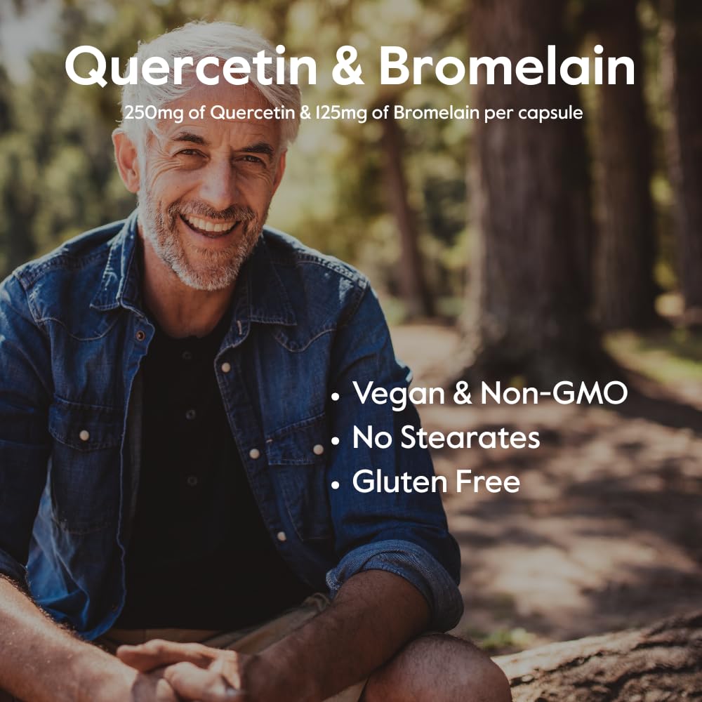 Graphic of ingredients emphasizes quercetin and bromelain pairing.