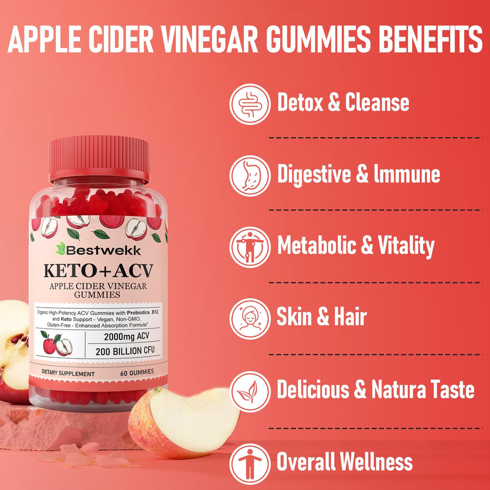 Bestwekk ACV Gummies keto support blend with turmeric and black pepper.
