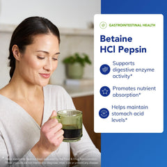 Pure Encapsulations Betaine HCl Pepsin ingredients panel displays quality