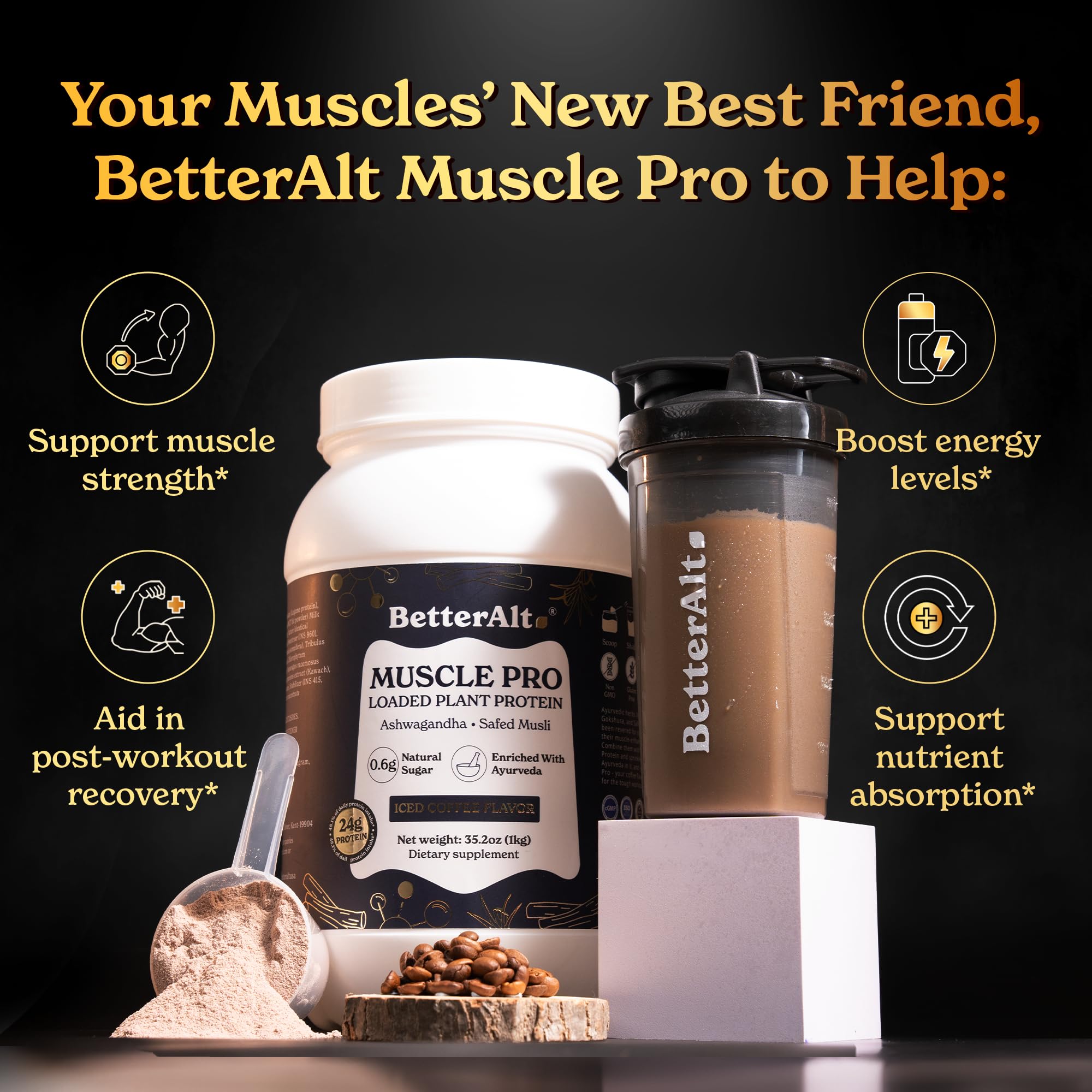 Better Alt Muscle Pro shake being poured into a glass after training.