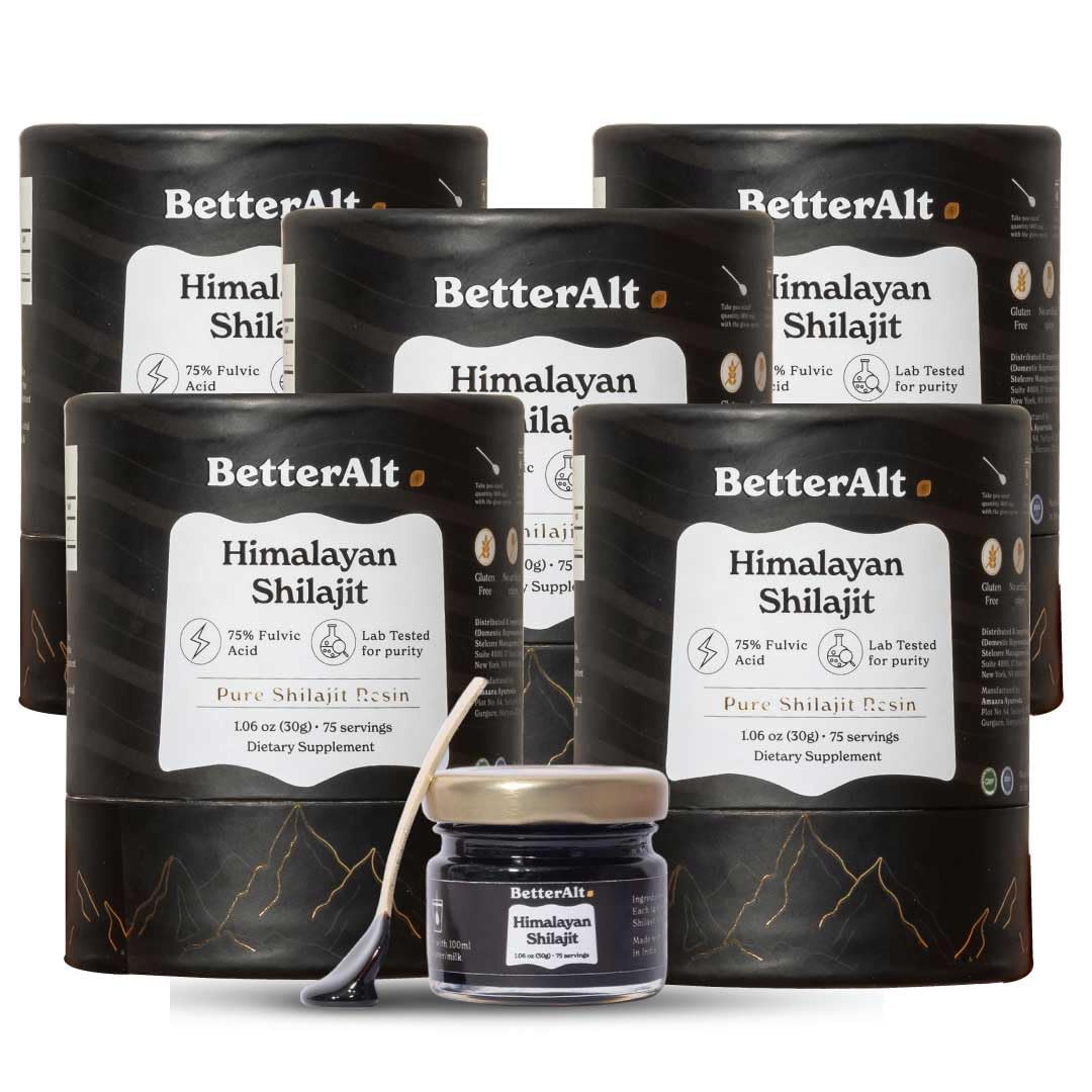 Better Alt Shilajit resin pack hero shows premium Himalayan formula for energy support.
